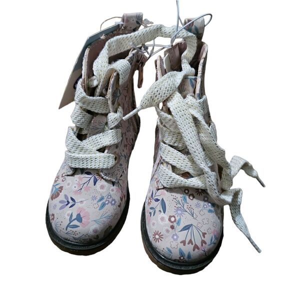 Kid's CAT & JACK Floral Lace Up Combat Boots Size 6 - Picture 5 of 7